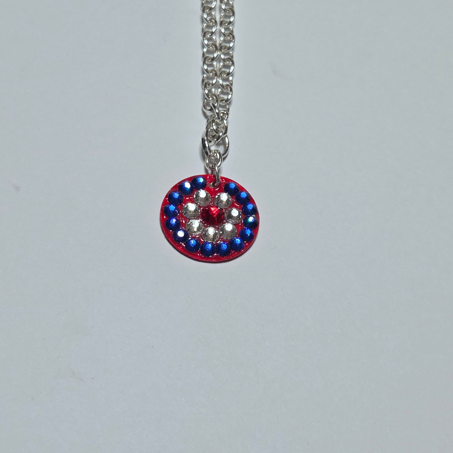 PATRIOT BLUE RING #2 - HANDMADE SWAROVSKI PENDANT NECKLACE