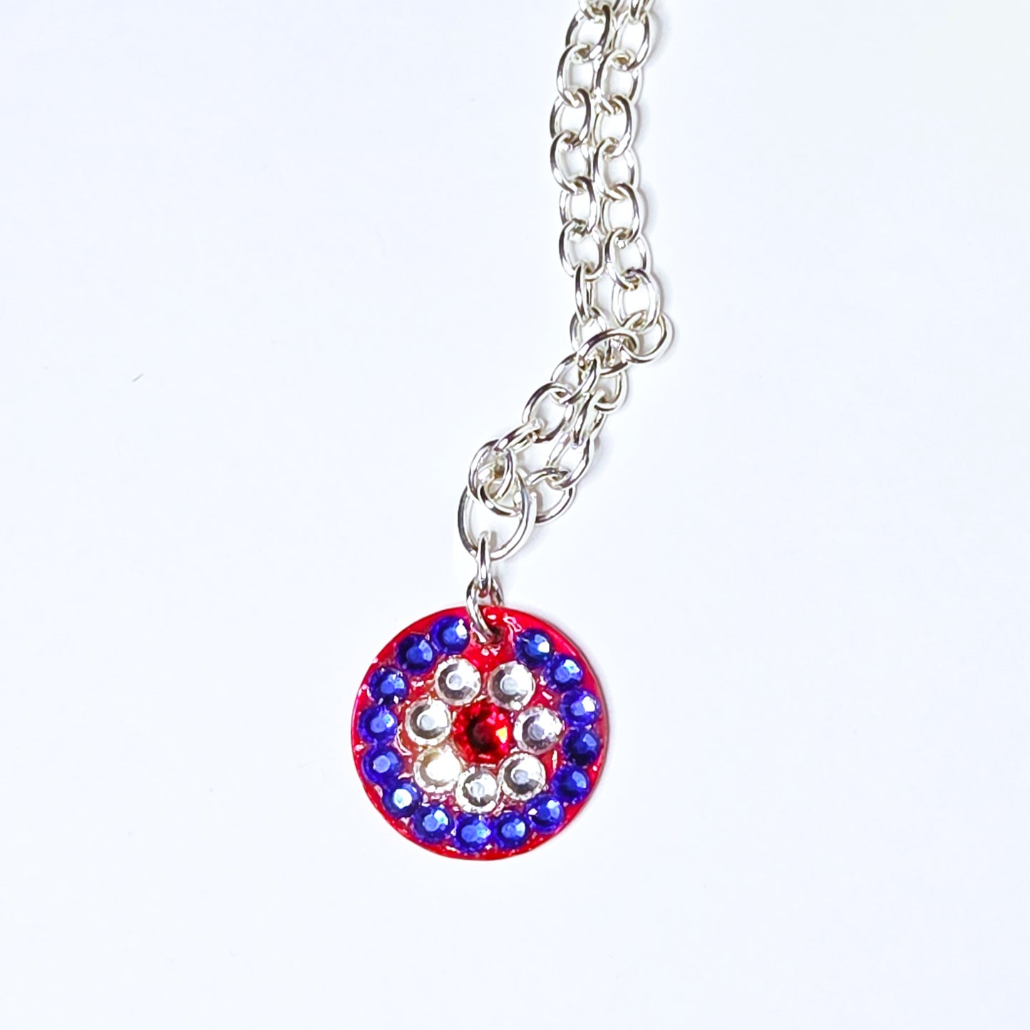PATRIOT BLUE RING #2 - HANDMADE SWAROVSKI PENDANT NECKLACE