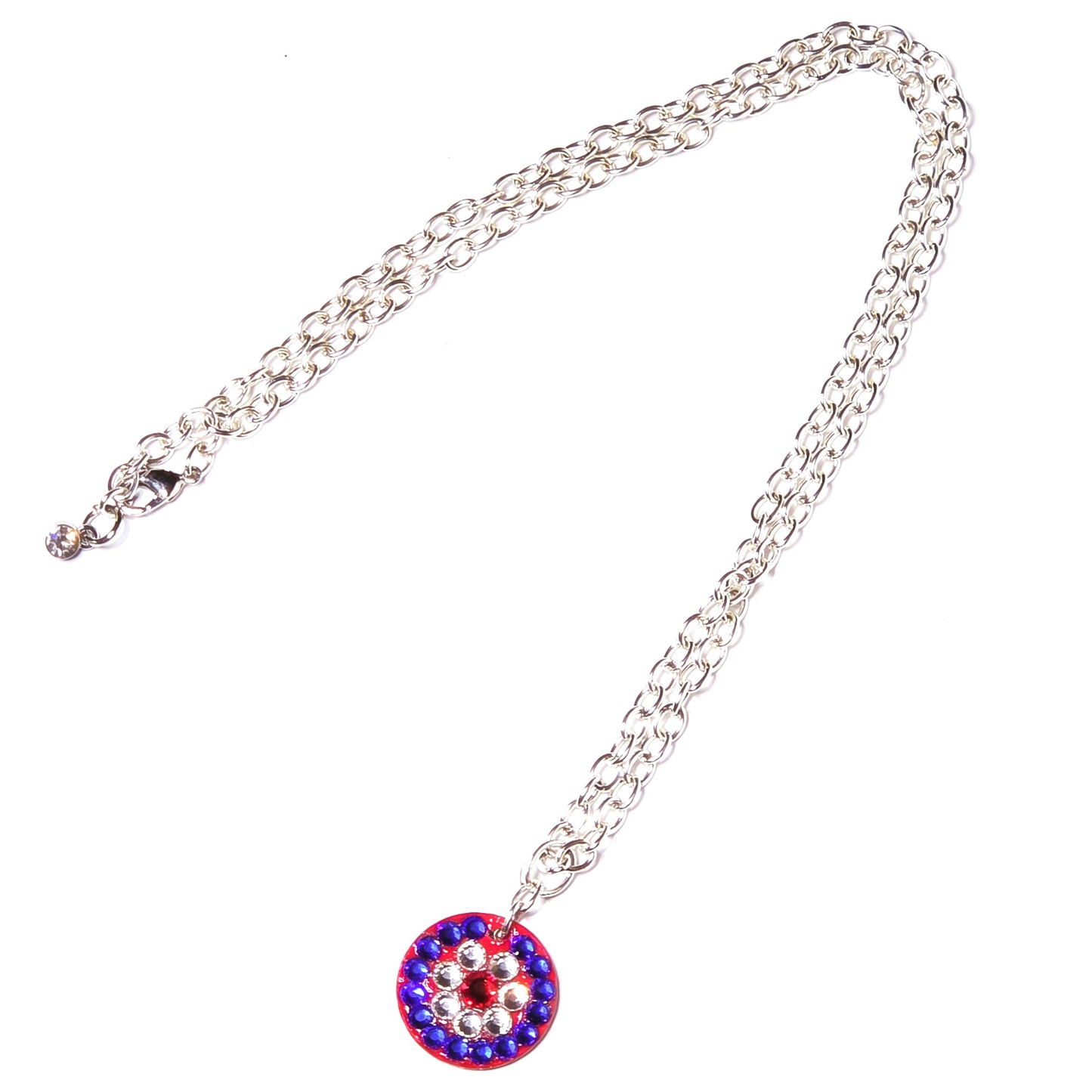 PATRIOT BLUE RING #2 - HANDMADE SWAROVSKI PENDANT NECKLACE