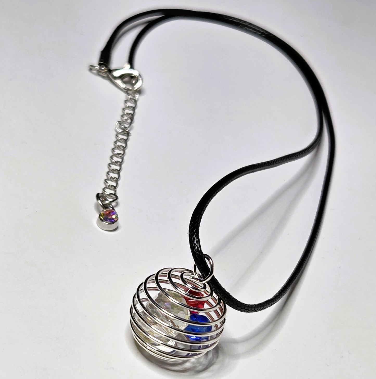 PATRIOTIC LARGE SPIRAL SPHERE NECKLACE