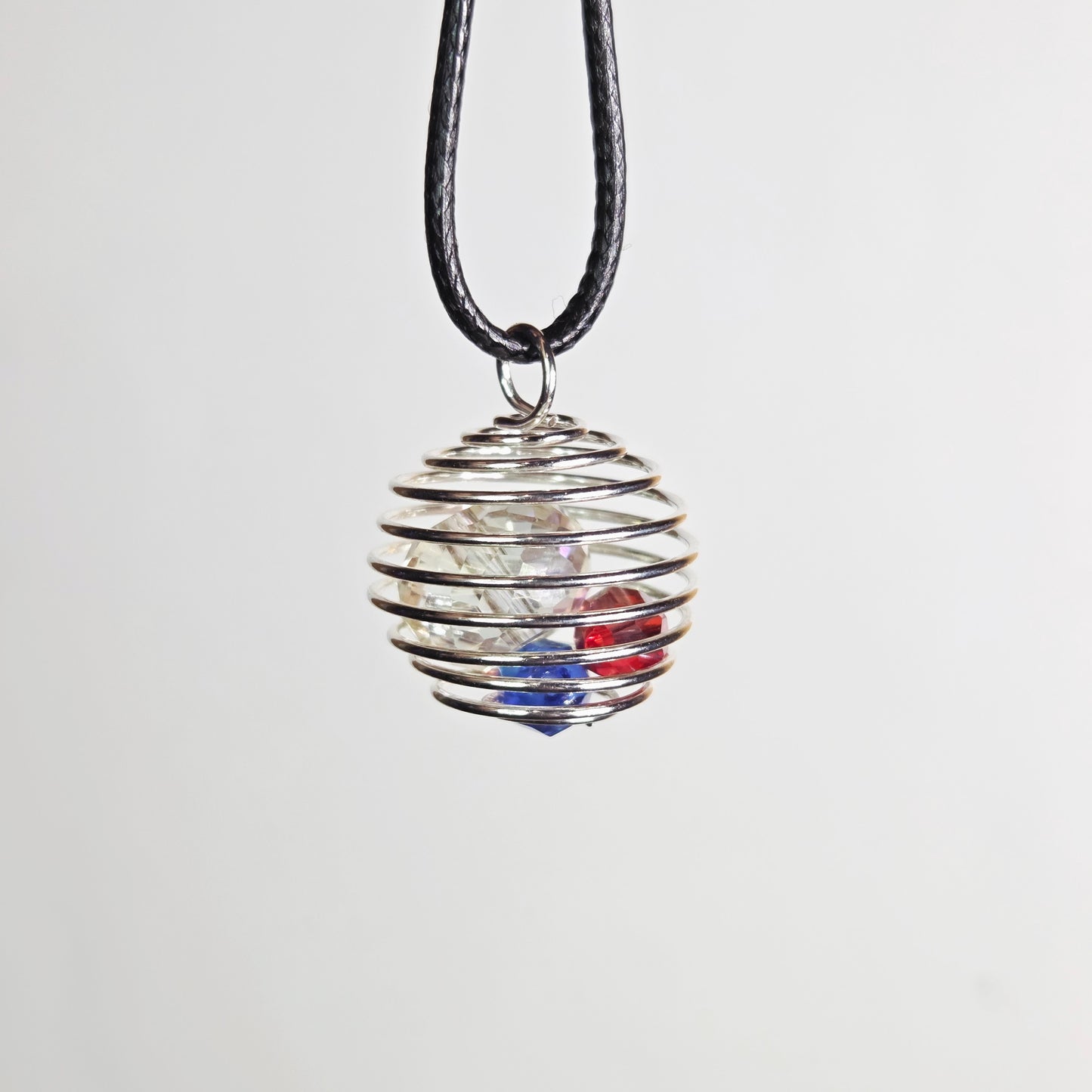 PATRIOTIC LARGE SPIRAL SPHERE NECKLACE