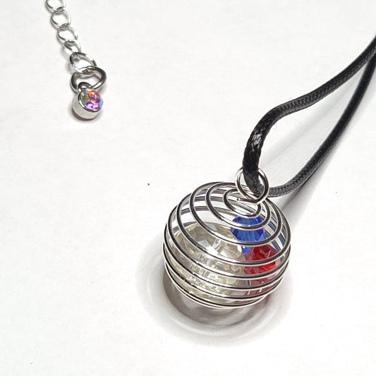 PATRIOTIC SMALL SPIRAL SPHERE NECKLACE