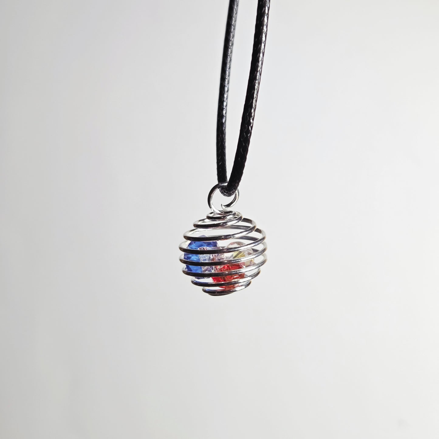 PATRIOTIC SMALL SPIRAL SPHERE NECKLACE