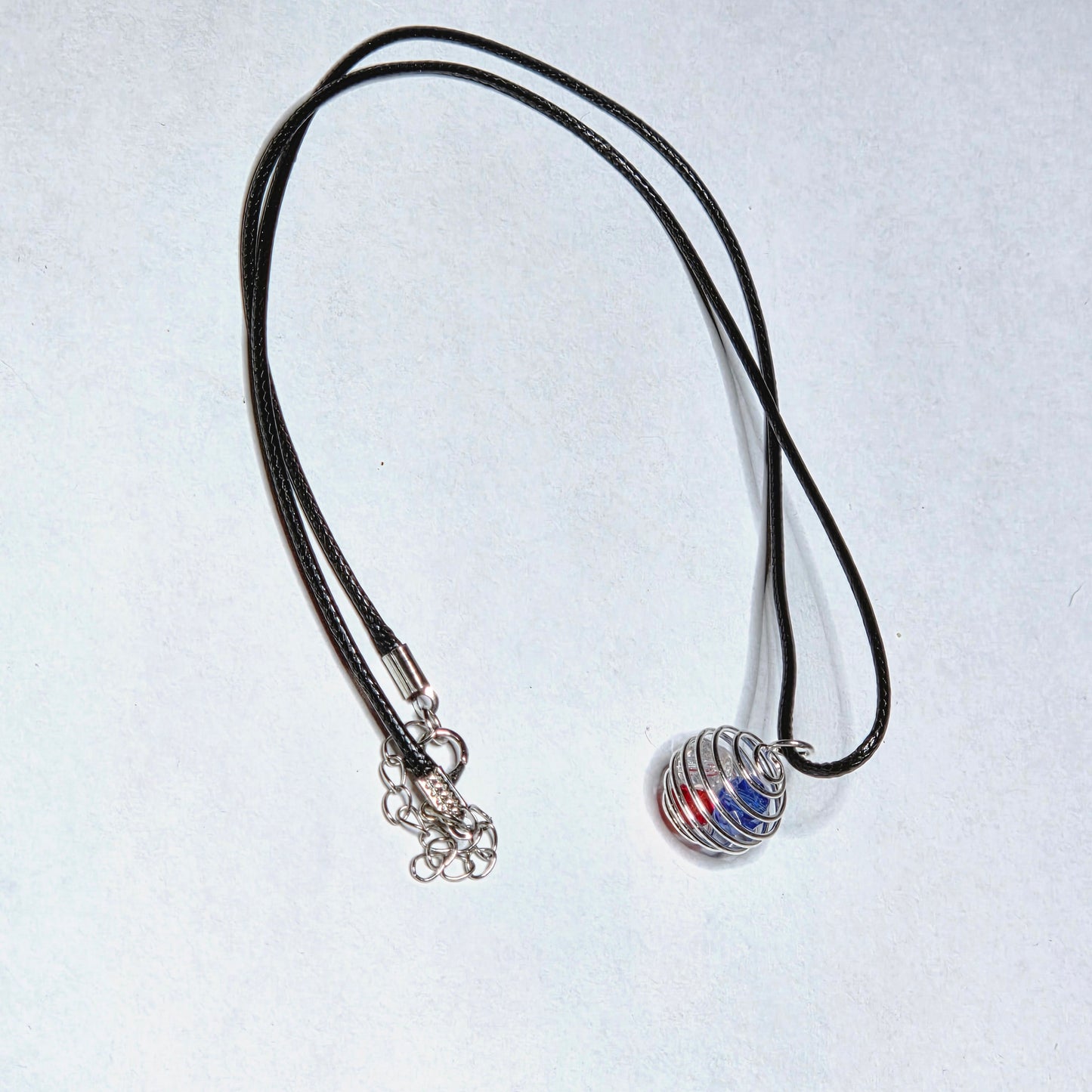 PATRIOTIC SMALL SPIRAL SPHERE NECKLACE
