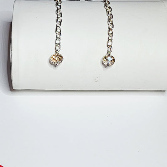 BEIGE CRYSTAL DROP EARRINGS