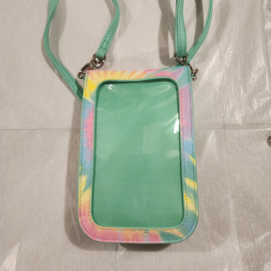 CROSSBODY #2 - 3 PIECE TIE DYE CROSSBODY SET - VIBRANT SPIRAL COLORS - MATCHING CARD HOLDER & MASK