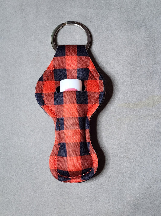 PLAID BKRD- LIP BALM KEYCHAIN