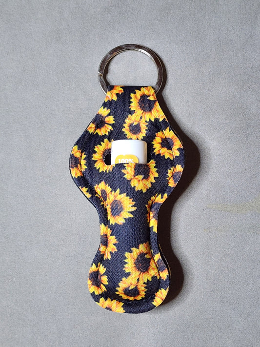 SUNFLOWER BLK - LIP BALM KEYCHAIN
