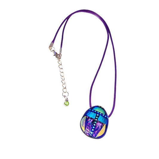 COBALT BLUE FOILED GLASS 4 PC. PENDANT EARRING SET