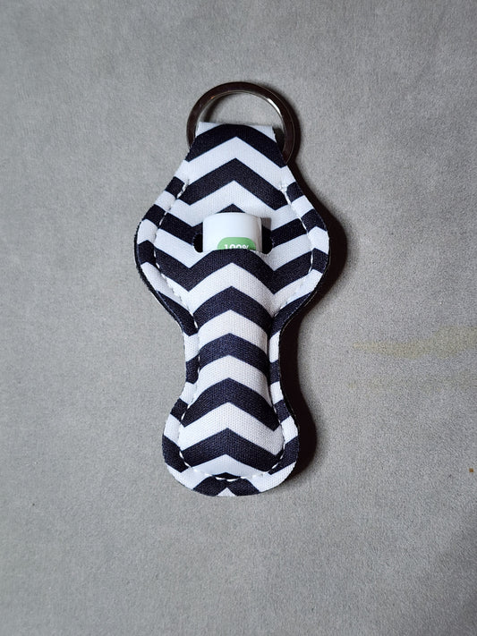 ZIG ZAG BLK WHT- LIP BALM KEYCHAIN