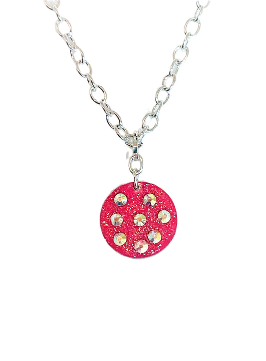 PINK SPOT #11 - HANDMADE SWAROVSKI PENDANT NECKLACE