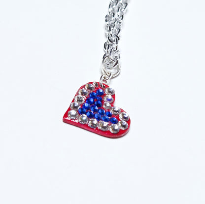 FULL HEART PATRIOT #17 - HANDMADE SWAROVSKI PENDANT NECKLACE