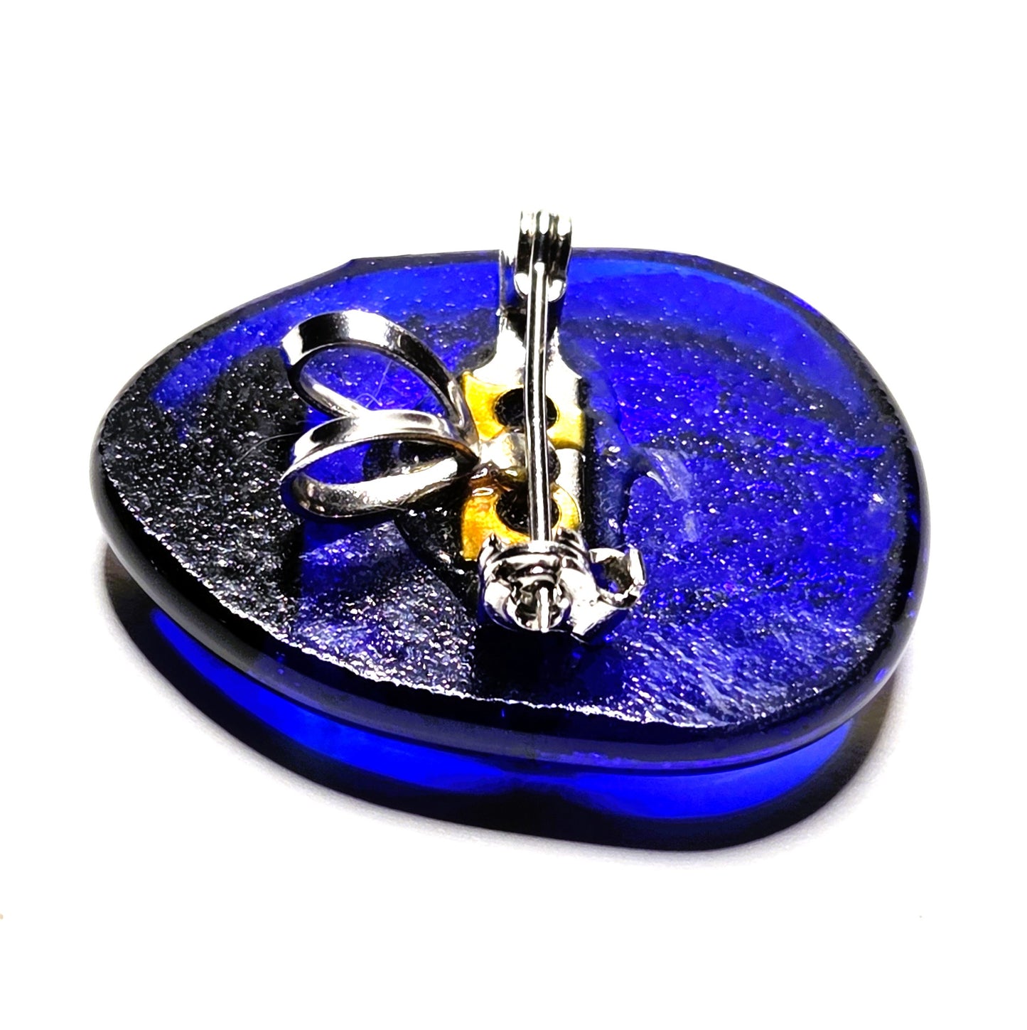 COBALT BLUE FOILED GLASS 4 PC. PENDANT EARRING SET