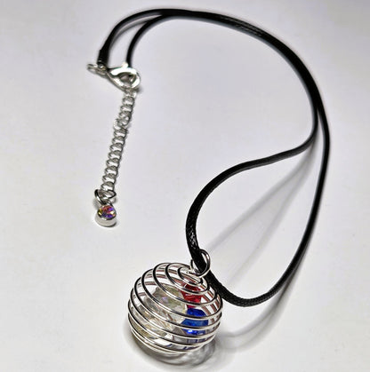 PATRIOTIC LARGE SPIRAL SPHERE NECKLACE