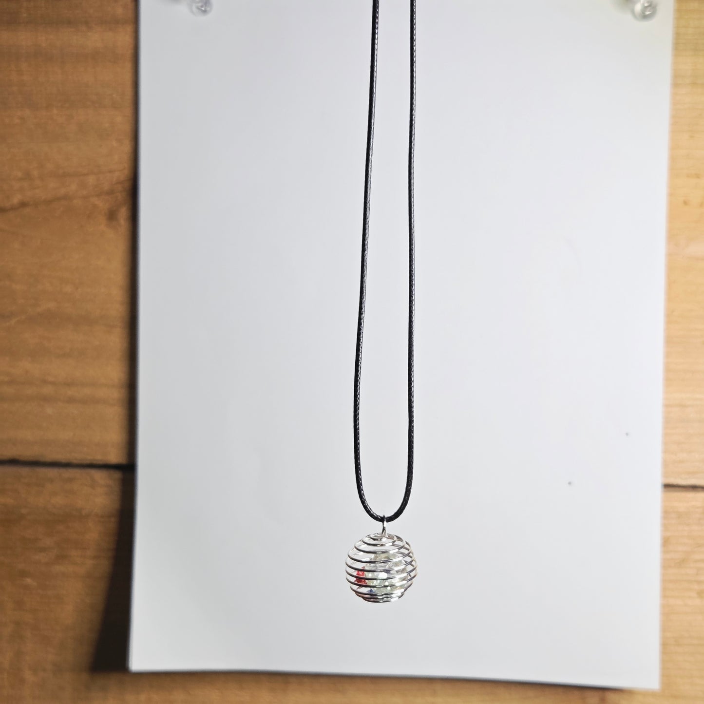 PATRIOTIC LARGE SPIRAL SPHERE NECKLACE