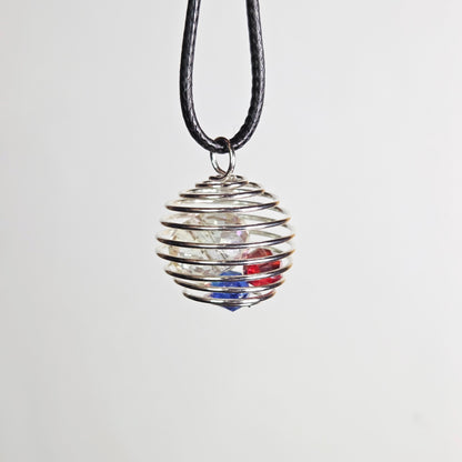 PATRIOTIC LARGE SPIRAL SPHERE NECKLACE