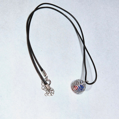 PATRIOTIC SMALL SPIRAL SPHERE NECKLACE