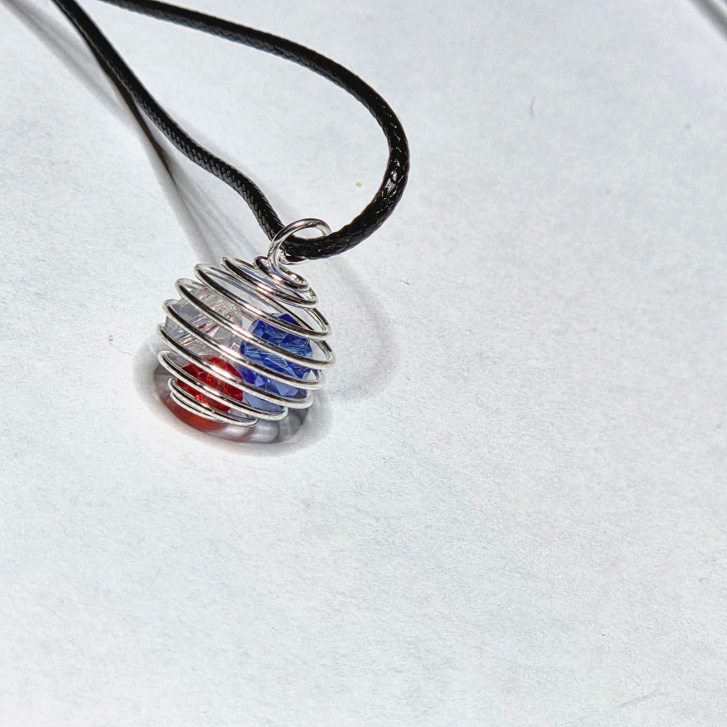 PATRIOTIC SMALL SPIRAL SPHERE NECKLACE