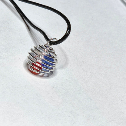 PATRIOTIC SMALL SPIRAL SPHERE NECKLACE