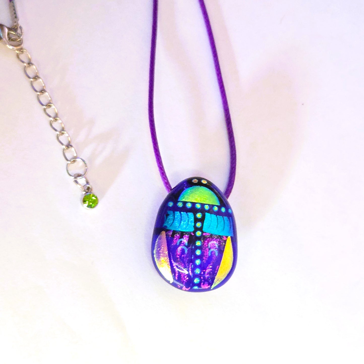 COBALT BLUE FOILED GLASS 4 PC. PENDANT EARRING SET