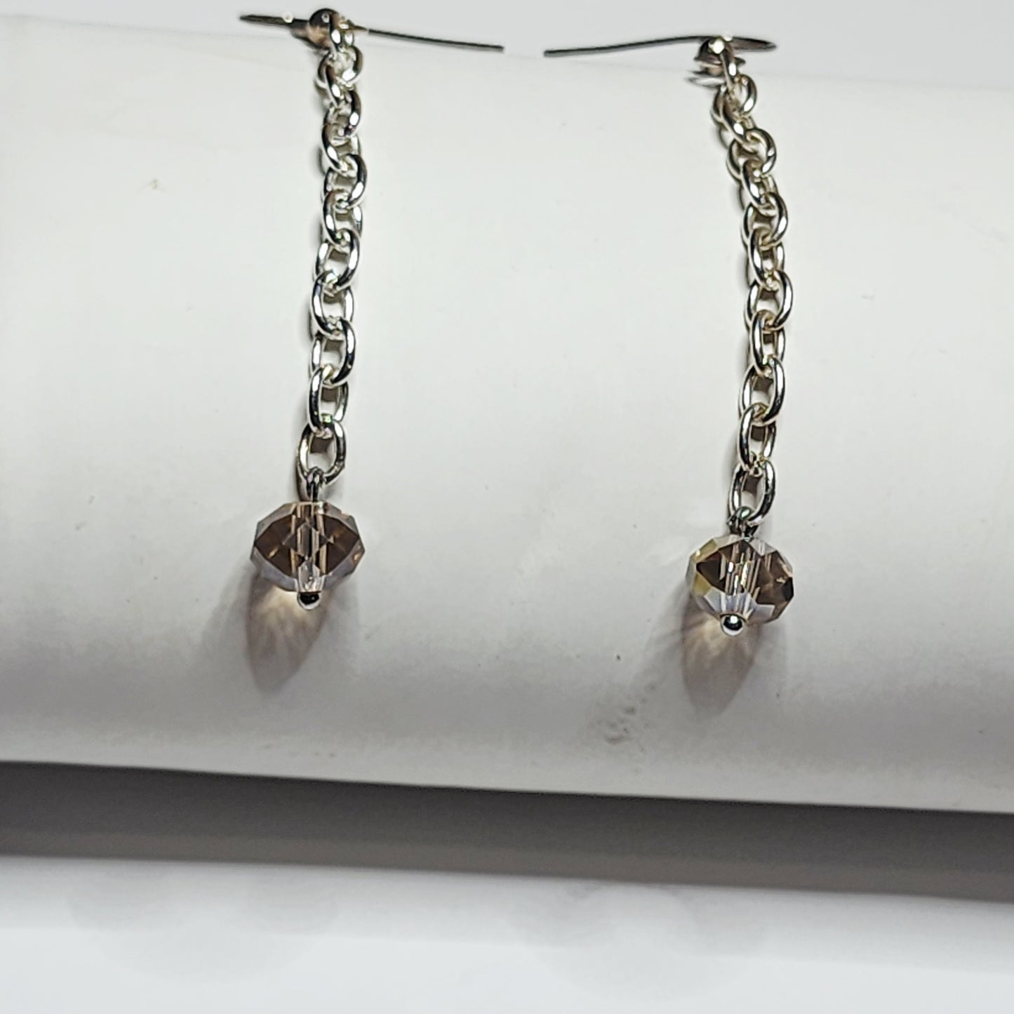 BEIGE CRYSTAL DROP EARRINGS