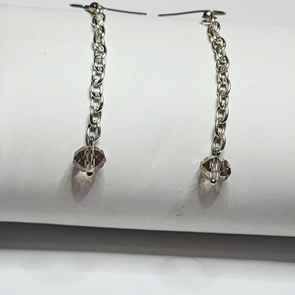 BEIGE CRYSTAL DROP EARRINGS