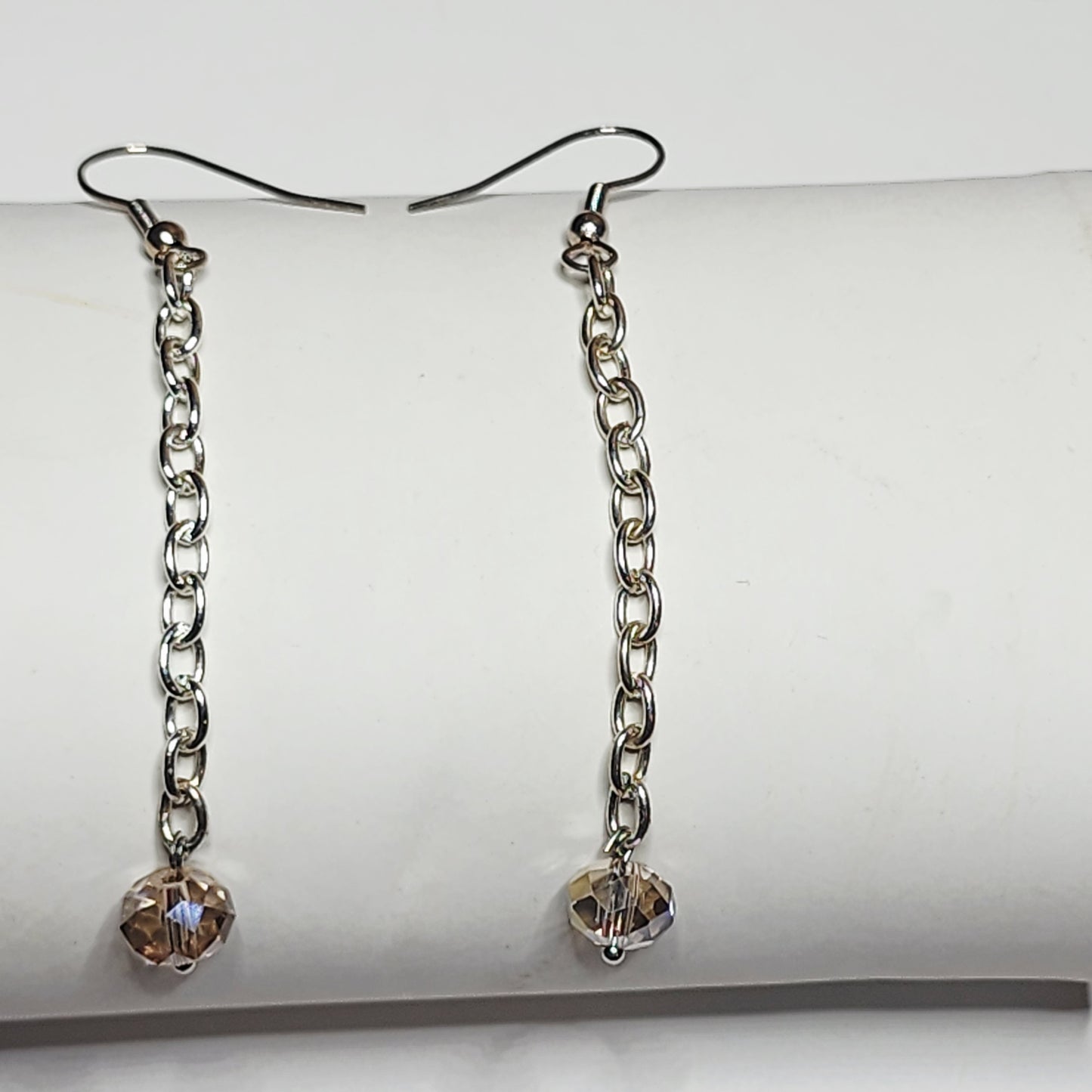 BEIGE CRYSTAL DROP EARRINGS