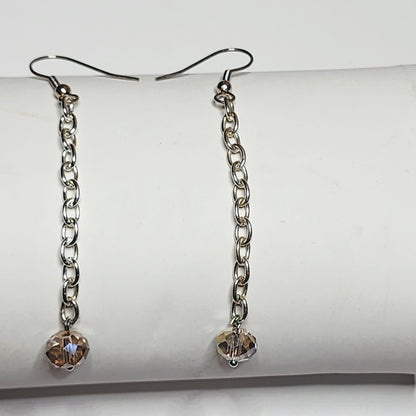 BEIGE CRYSTAL DROP EARRINGS