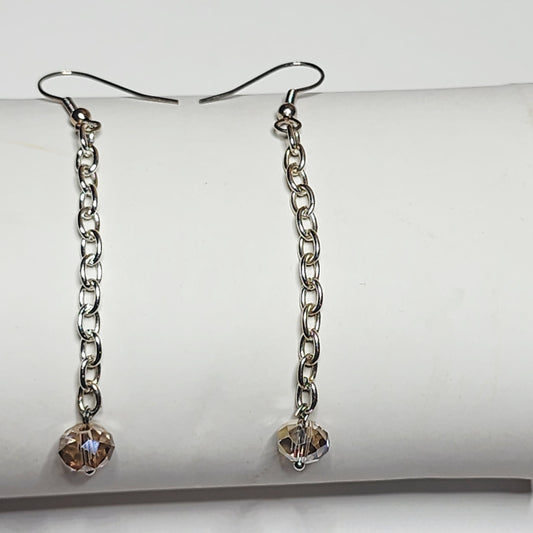 BEIGE CRYSTAL DROP EARRINGS