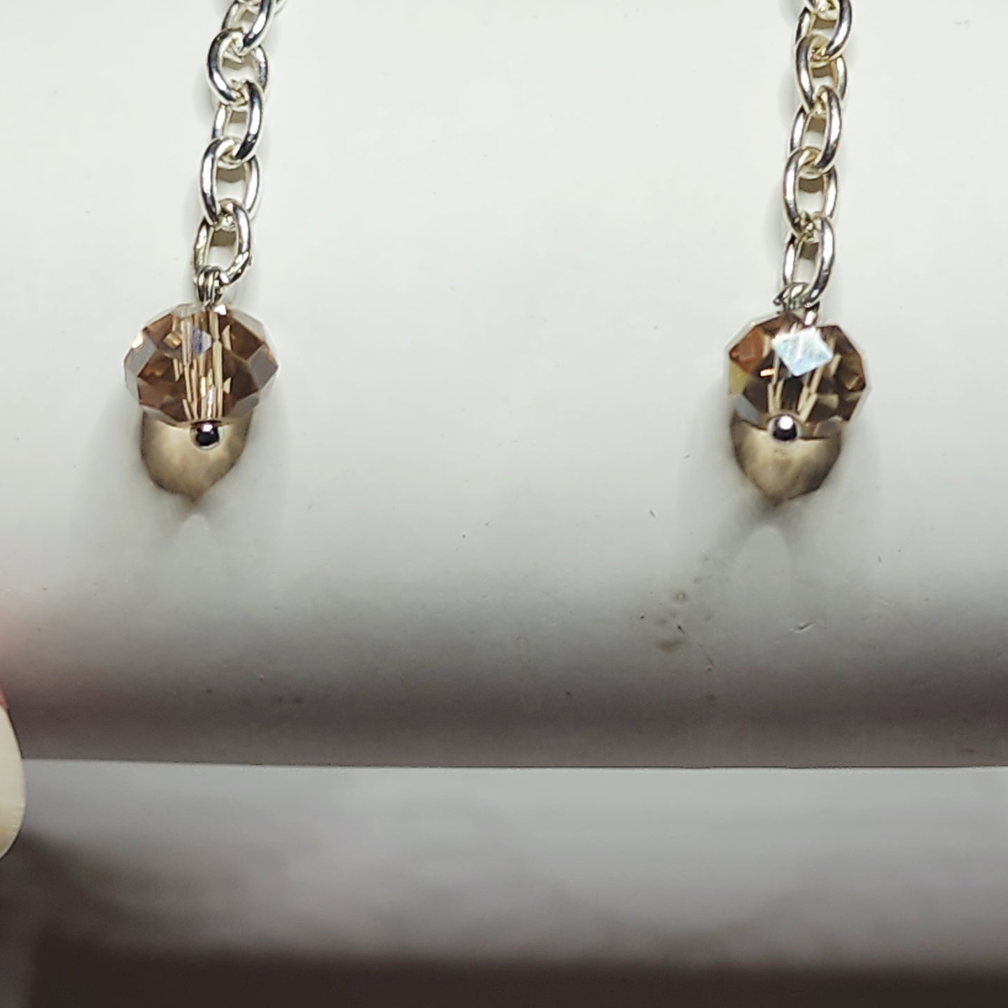 BEIGE CRYSTAL DROP EARRINGS