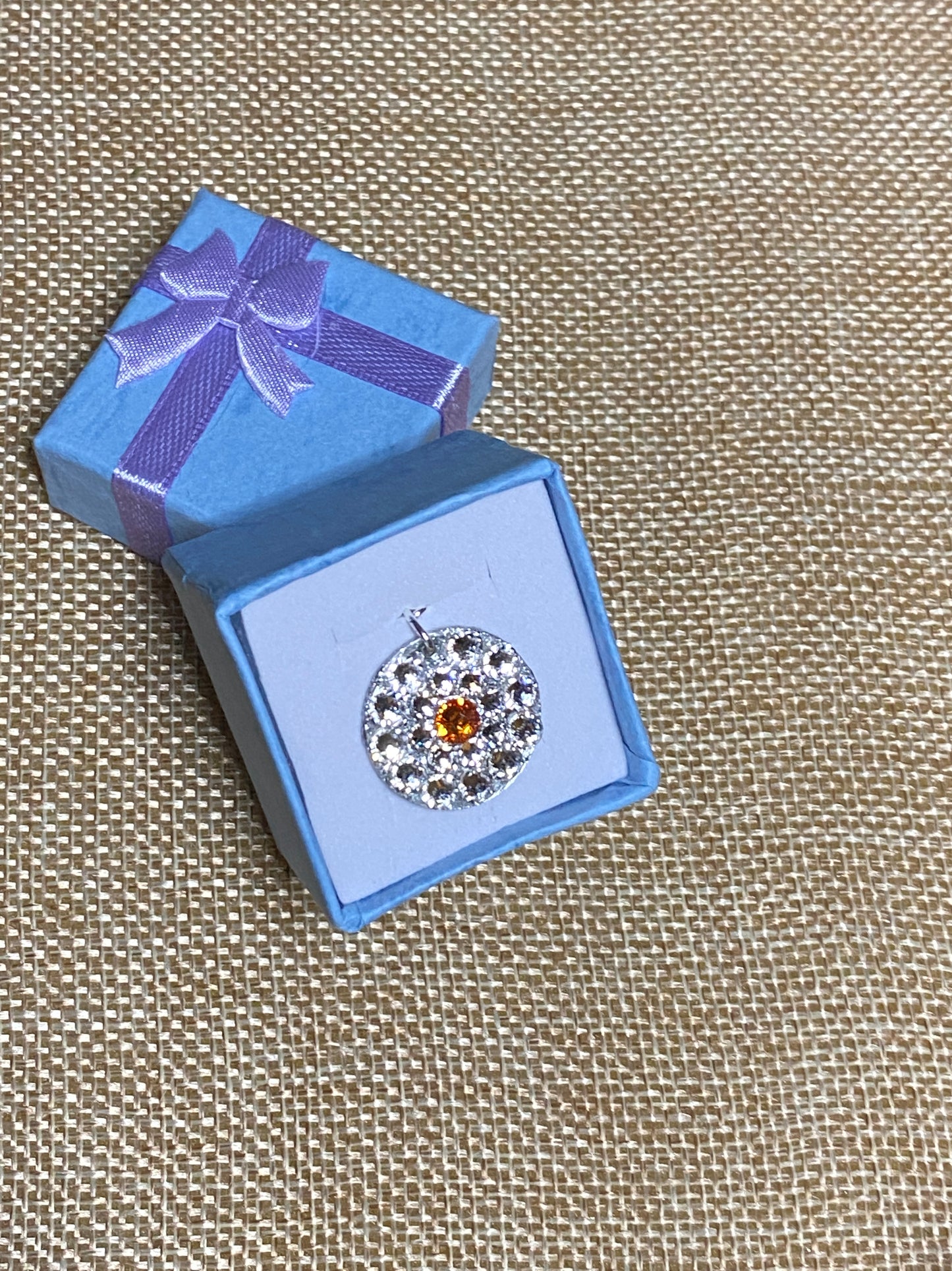SPOT ORANGE #25 - HANDMADE SWAROVSKI PENDANT NECKLACE