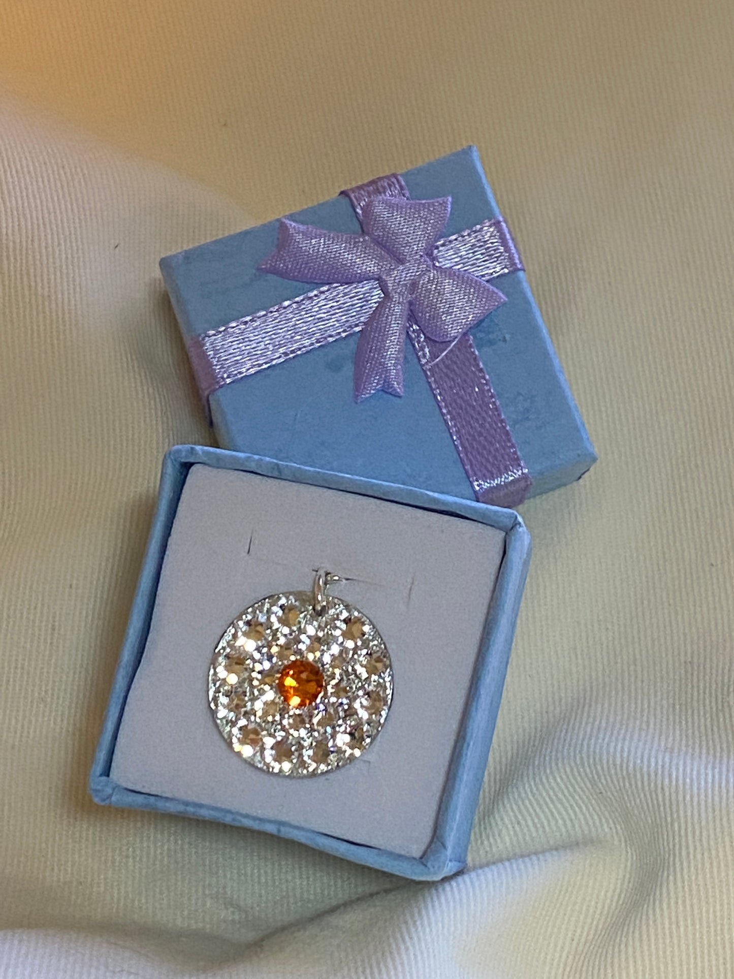 SPOT ORANGE #25 - HANDMADE SWAROVSKI PENDANT NECKLACE