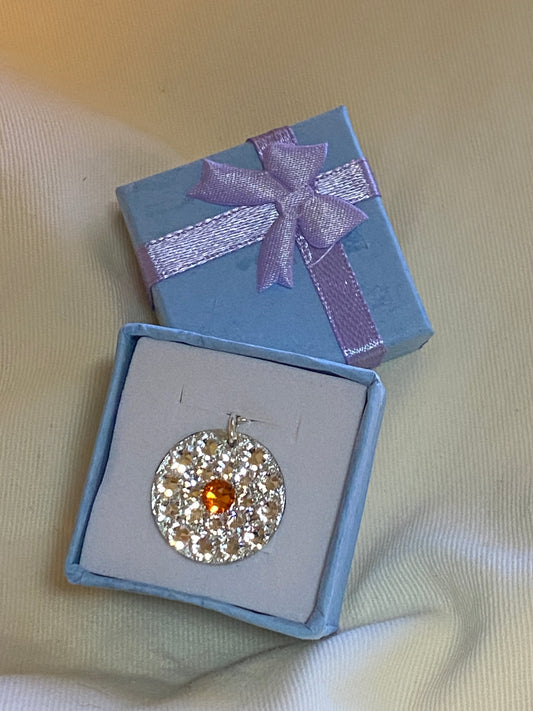 SPOT ORANGE #25 - HANDMADE SWAROVSKI PENDANT NECKLACE