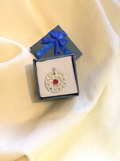 RED BULLSEYE #26 - HANDMADE SWAROVSKI PENDANT NECKLACE