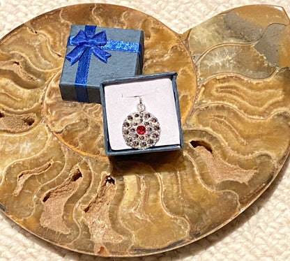 RED BULLSEYE #26 - HANDMADE SWAROVSKI PENDANT NECKLACE