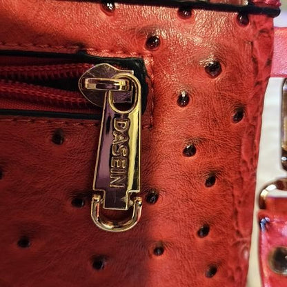 FAUX ALLIGATOR SKIN RED PURSE WITH MATCHING WRISTLET