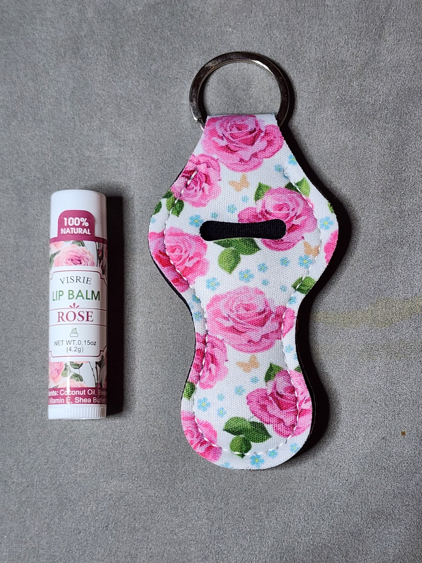 PINK ROSES- LIP BALM KEYCHAIN