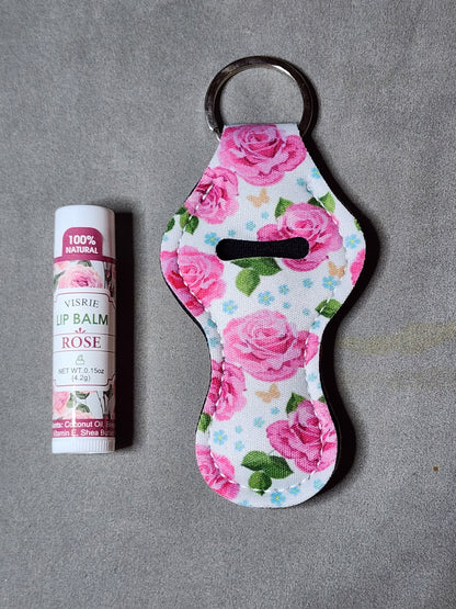 PINK ROSES- LIP BALM KEYCHAIN
