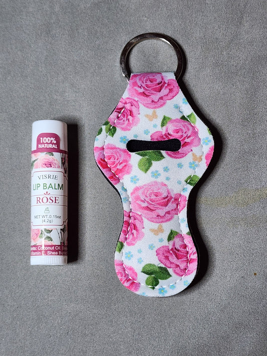 PINK ROSES- LIP BALM KEYCHAIN