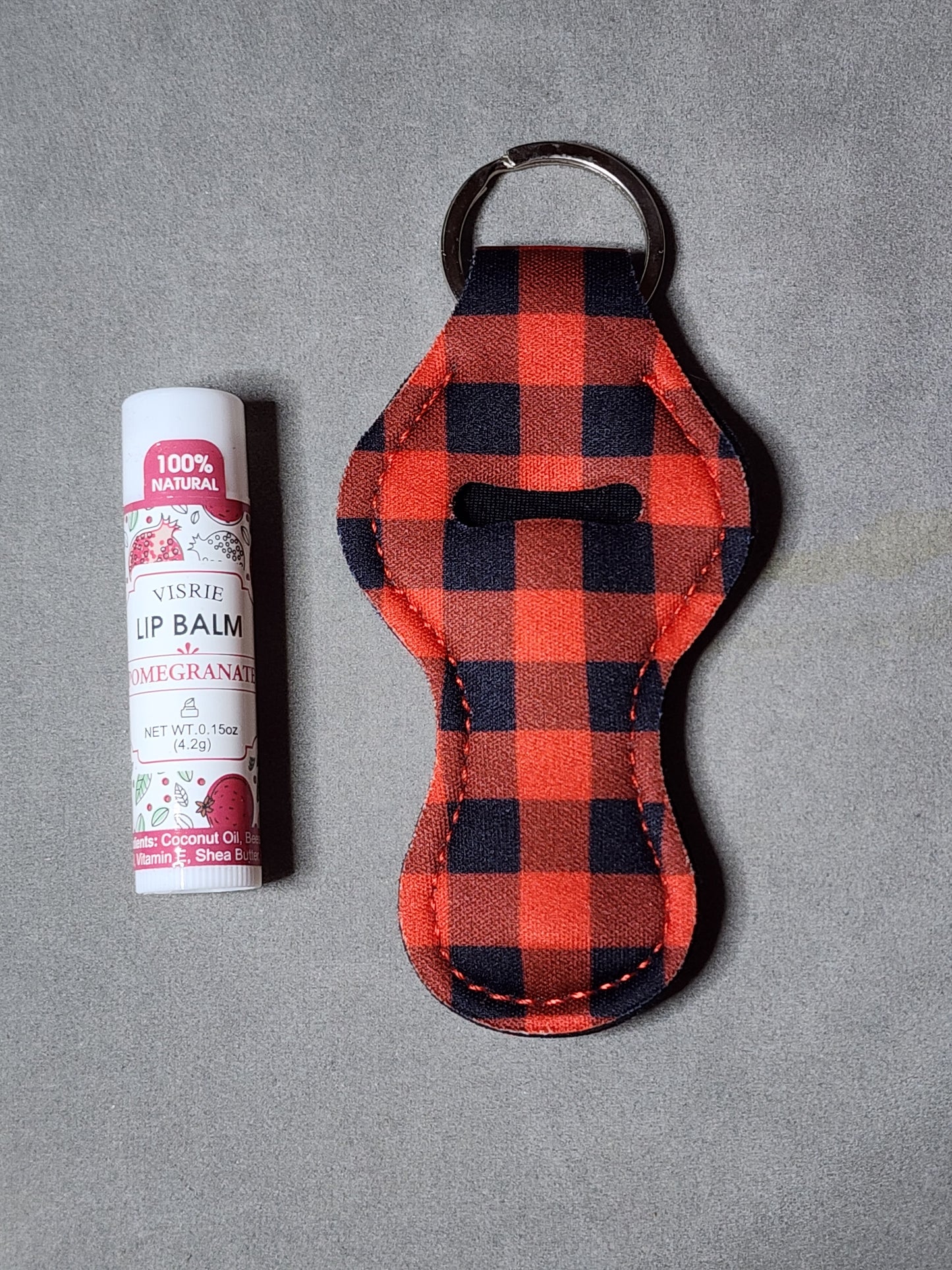 PLAID BKRD- LIP BALM KEYCHAIN