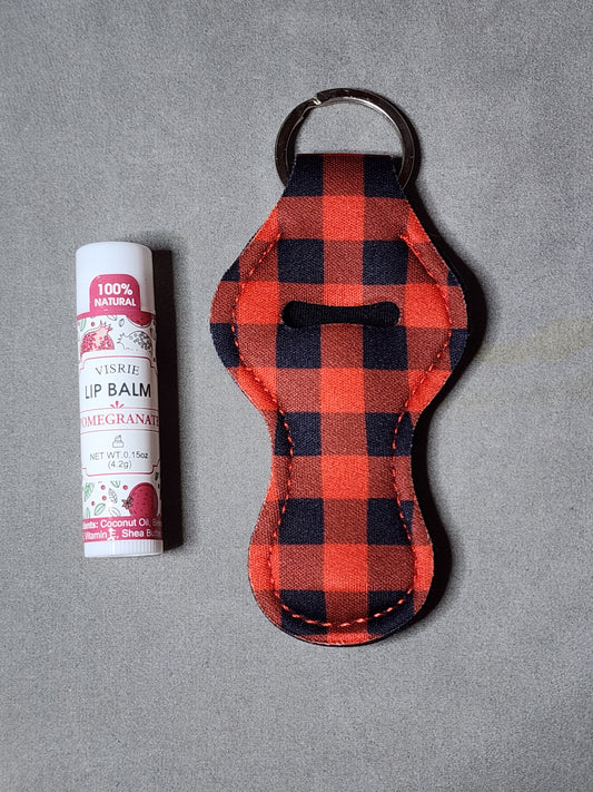 PLAID BKRD- LIP BALM KEYCHAIN