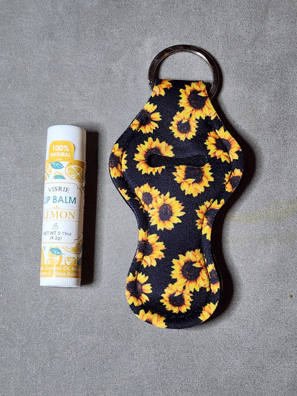 SUNFLOWER BLK - LIP BALM KEYCHAIN