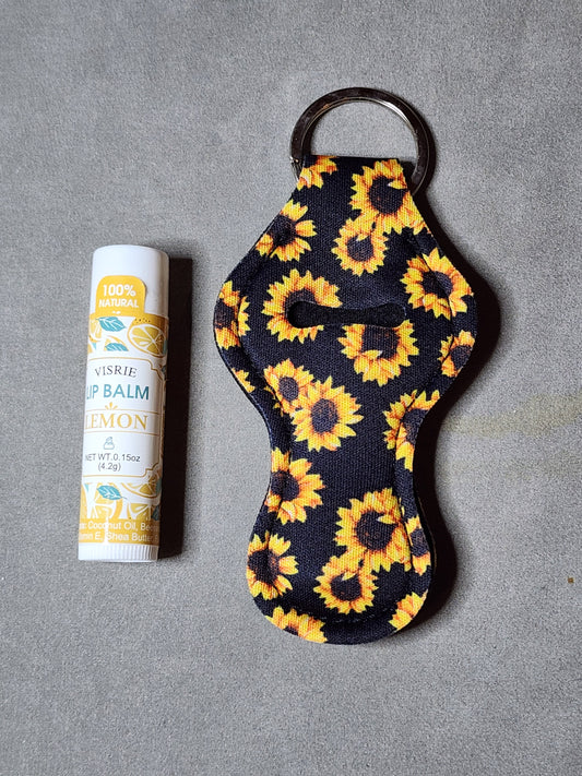 SUNFLOWER BLK - LIP BALM KEYCHAIN