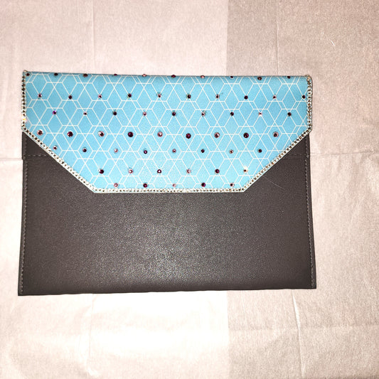 SWARVOSKI LEATHER CUSTOM DESIGNED TABLET CASE - UP TO 10"- LIGHT BLUE - TABLET 1
