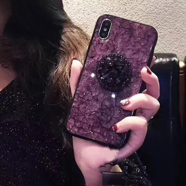 Glitter Marble Diamond Ring Holder Silicone Phone Case