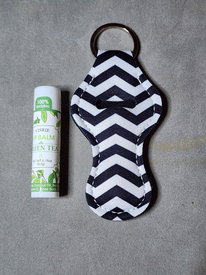 ZIG ZAG BLK WHT- LIP BALM KEYCHAIN