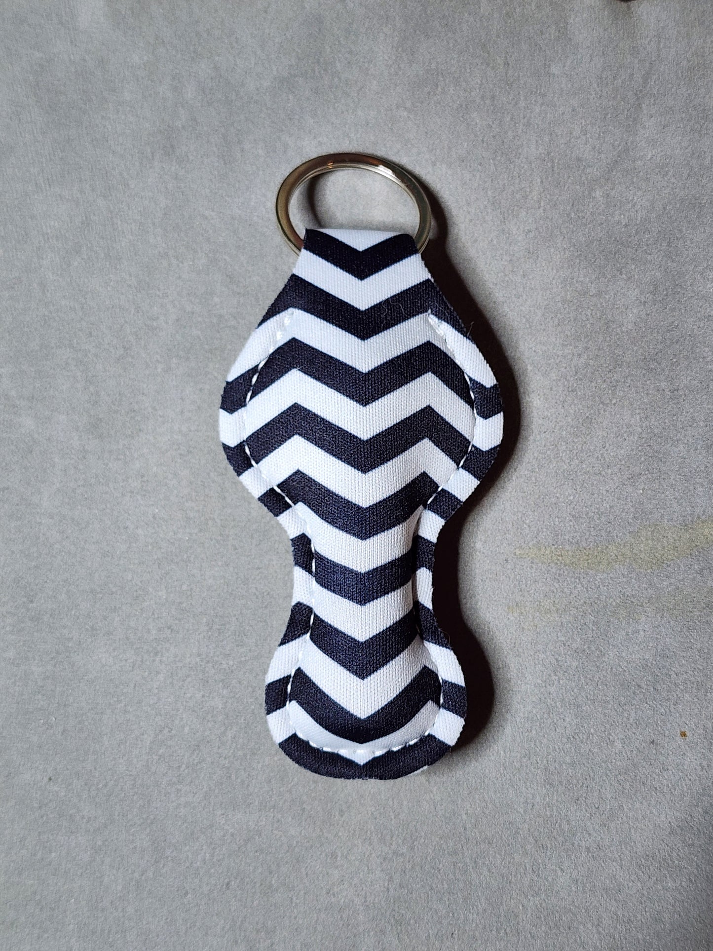 ZIG ZAG BLK WHT- LIP BALM KEYCHAIN