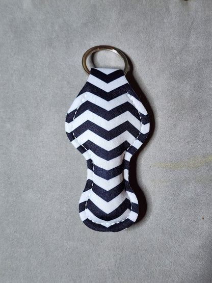 ZIG ZAG BLK WHT- LIP BALM KEYCHAIN