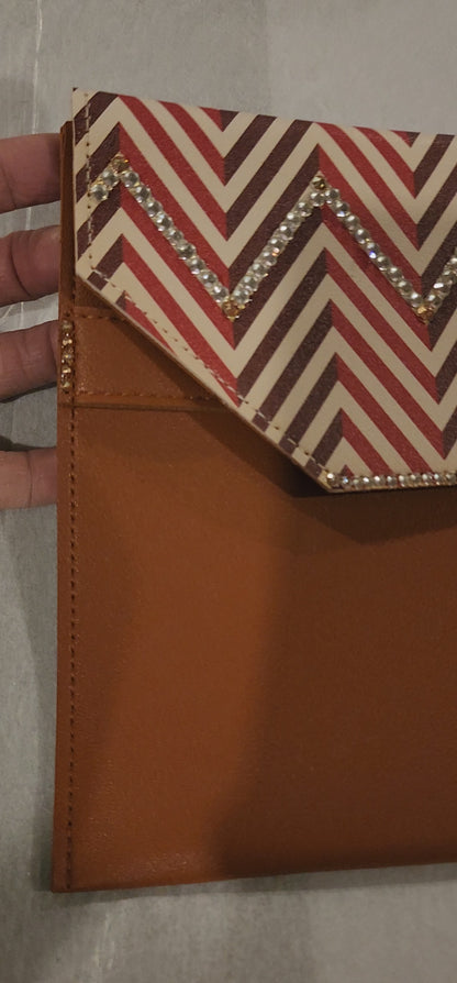 SWARVOSKI LEATHER DESIGNED TABLET CASE - UP TO 10"- COPPER ZIG - TABLET 2