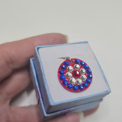 PATRIOT BLUE RING #2 - HANDMADE SWAROVSKI PENDANT NECKLACE